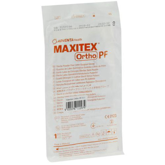 Перчатки латексные хирургические Maxitex Ortho PF (Макситекс Орзо ПФ) стерильные неопудренные размер 8